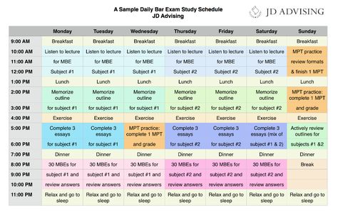 How to Pass the Bar Exam: Create a Daily Bar Exam Study Schedule Daily Study Timetable, Exams Study Schedule, Creating A Study Timetable, Exam Schedule Template, Bar Prep, Board Exam Study Schedule, Exam Study Schedule, Study Routine Schedule For Exam, Schedule For Exam Preparation