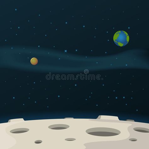 Moon Surface. Illustration of a cartoon moon surface with galaxy, milky way and , #AFF, #Illustration, #cartoon, #Moon, #Surface, #moon #ad Surface Illustration, Video Storyboard, Cartoon Earth, Cartoon Moon, Telescope Hubble, Color Science, Game Background Art, Milky Way Photography, Space Theme Party