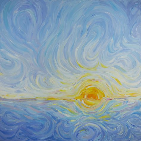 By the Sea – Cara Pabst Moran Abstract Sea Life Art, Ocean Inspired Art, Simple Sea Painting, Easy Large Painting Ideas, Big Art Pieces, Closet Interior Design, Simple Canvas Painting, Beginners Canvas Painting, Painting Beginners