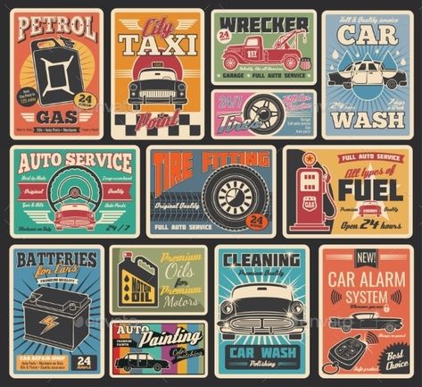 Grunge Cards, Service Car, Garage Repair, Retro Ads, Car Service, Retro Theme, Car Repair, Auto Service, Vintage Labels