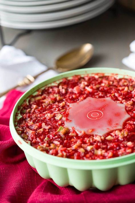 Cranberry Jello Salad is a tradition, and one I happily continue because it tastes so good. Jello Salad Recipes, Cranberry Jello Salad, Cranberry Salad Recipes, Congealed Salad, Jello Mold Recipes, Cranberry Jello, Cranberry Relish, Jello Desserts, Cranberry Salad