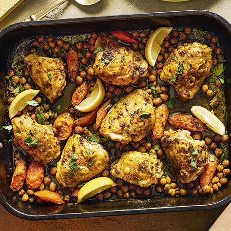 Ocado Recipes, Chermoula Chicken, Dinners Vegetarian, Chicken Traybake, Cooking And Baking Recipes, Salad Inspiration, Tray Bake Recipes, Mint Salad, Chicken Dish