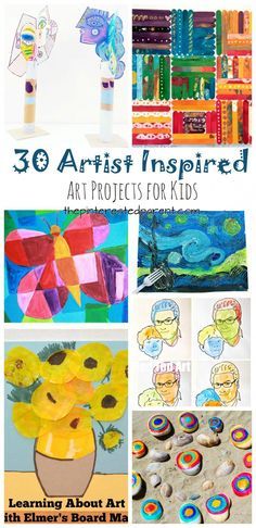 30 artist inspired art projects for kids. Arts & crafts inspired by famous artists #projectsforkids Artist Inspired Art Projects, Artist Inspired Art, Famous Artists For Kids, Summer Art Projects, Artist Project, Art Projects For Kids, Art Curriculum, Homeschool Art, Artists For Kids