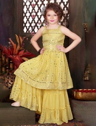 Latest yellow georgette wedding wear sharara suit Yellow Sharara, Pakistani Salwar, Salwar Suits Online, Sharara Suit, Pakistani Salwar Kameez, Wedding Wear, Salwar Suits, Salwar Kameez, Anarkali