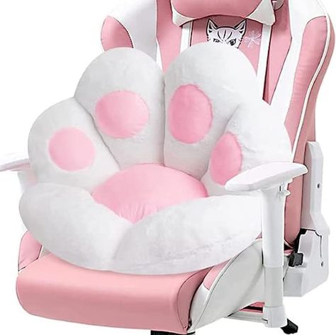 Stop it right now this is soooo cute! #catchair #girly gamingacessories #catacessories #pinkgaming #gaming #gamingchair Kawaii Chair, Paw Cushion, Bedroom Decorate, Cozy Gamer, Gamer Chair, Soft Chair, Cute Cushions, Gaming Stuff, Lazy Sofa