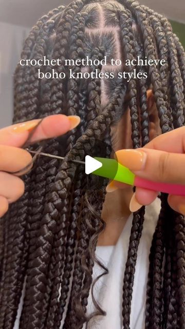 Knotless Styles, Box Braids Tutorial, Boho Braided Hairstyles, Braids Knotless, Boho Knotless, Women Braids, Braiding Your Own Hair, Bohemian Braids, Goddess Braids Hairstyles