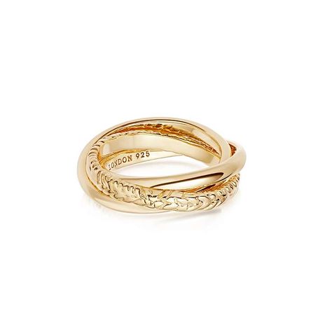 Estée Lalonde Trinity Ring 18ct Gold Plate - - Daisy London Jewellery Dainty Gold Plated Luxury Ring, Luxury Gold Plated Rings For Everyday, Gold Plated Rings For Everyday Luxury, Bohemian Gold Plated Rings, Victoria Adams, Gold Plaited Rings, Gold Trinity Ring, Daisy London, Trinity Ring