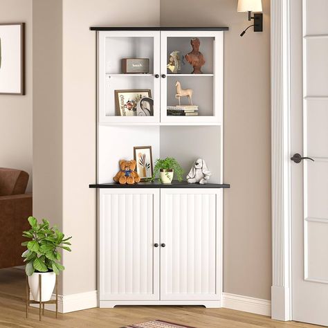 Amazon.com: Yardenaler 71'' Tall Corner Cabinet, Freestanding Corner Storage Hutch with Doors and Shelves for Living Room, Bathroom, Kitchen, Blue : Home & Kitchen Hutch With Doors, Charcuterie Night, Corner Pantry Organization, Corner Pantry Cabinet, Cabinet Freestanding, Tall Corner Cabinet, Storage Hutch, Shelves For Living Room, Corner Storage Cabinet