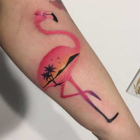 who misses summer? 🌺 #flamingo #tattoo #tattooart #cutetattoo #warsawtattoo #pinkmachine #palmtreetattoo #armtattoo #doubleexposure #flamingotattoo #birdstattoo #colortattoo #sunsettattoo Flamingo Tattoos, Flamingo Tattoo, Seashell Tattoos, Summer Flamingo, Fancy Flamingo, Summer Tattoo, Palm Tree Tattoo, Tasteful Tattoos, Beach Tattoo