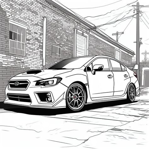 Subaru wrx sti standing in front of a br... | Premium Vector #Freepik #vector #sportscar #hatchback #fast-car #car-illustration Subaru Wrx Drawing, Subaru Drawing, A Brick Wall, Fast Car, Car Illustration, Warrior Quotes, Hand Draw, Car Drawings, Car Car