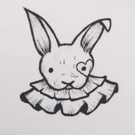 Clown Tattoo Outline, Bunny Rabbit Drawing, Spooky Bunny, Fun Chalk Art, Minimal Tattoo Designs, Gothic Tattoos, Bunny Tattoo, Clown Tattoo, Bunny Tattoos