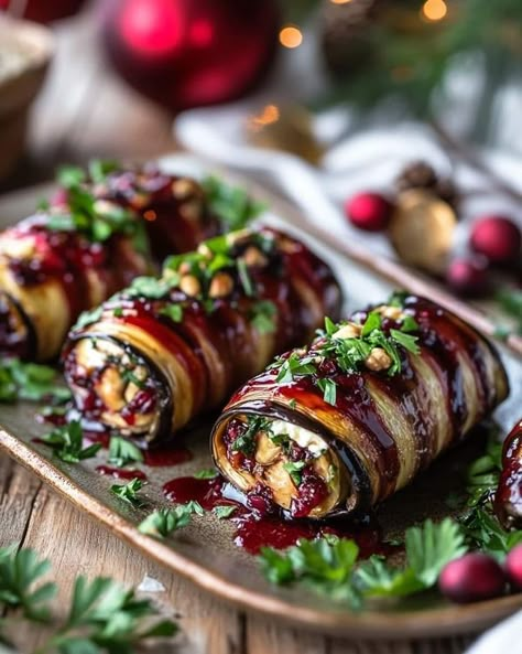 Doctor Barbara O'Neill Health Tips | 🍆 Eggplant & Walnut Ricotta Rolls with Cranberry Glaze 🌿 | Facebook Ricotta Rolls, Roasted Eggplant Slices, Cranberry Glaze, Cooking Eggplant, Eggplant Rolls, Christmas Roast, Armenian Recipes, Roasted Eggplant, Roast Eggplant