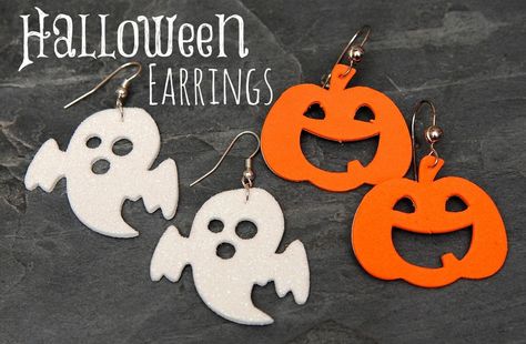 craft: Halloween Foam Earrings || Happy Go Lucky Foam Earrings, Halloween Jewelry Diy, Gold Heart Stud Earrings, Red Earrings Stud, Diy Leather Earrings, Adornos Halloween, Foam Shapes, Easy Halloween Crafts, Quick Crafts