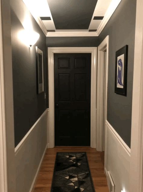 Short Hallway Ideas, Short Hallway, Hallway Wall Colors, Hallway Makeover, Apartment Goals, House Updates, Hallway Wall, Small Hallways, Updating House