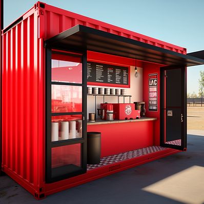 Food Stall Design, Container Restaurant, Car Advertising Design, Food Business Ideas, Shipping Container House Plans, Cafe Shop Design, Modular Structure, Kiosk Design, Stall Designs