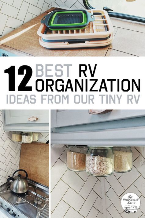 Rangement Caravaning, Rv Organization Ideas, Best Organization Ideas, Camper Organization Rv Living, Small Camper Interior, Rv Living Organization, Travel Trailer Organization, Travel Trailer Living, Trailer Organization