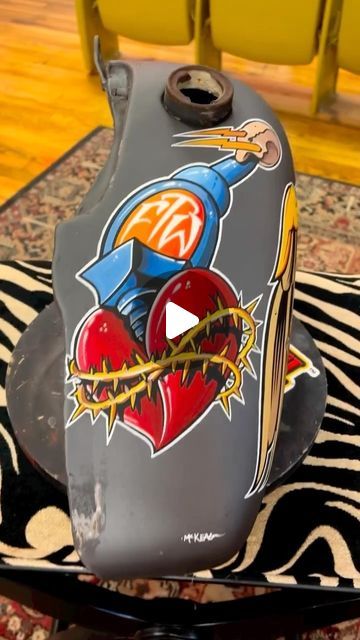 𝗗𝗮𝗿𝗿𝗲𝗻 𝗠𝗰𝗞𝗲𝗮𝗴 on Instagram: "Available-click link: Tank art I created on an HD 1/2 tank… sealed in by a matte clear… the art I created is around the existing factory decal…" Kustom Kulture Art, Tank Art, Sign Painting, Kustom Kulture, Pinstriping, Painted Signs, On Instagram, Instagram, Art