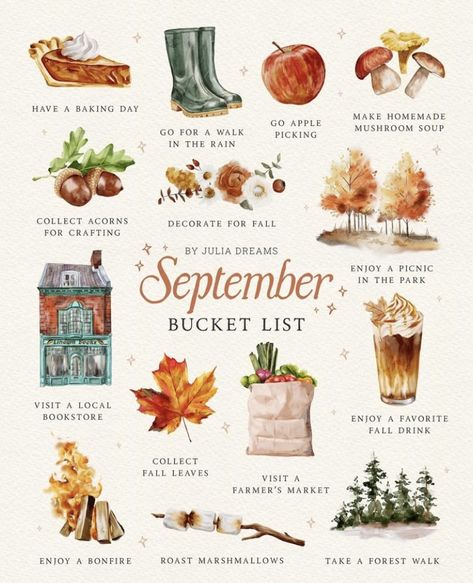 October Bucket List, Cottagecore Things, Homemade Bouquet, Make A Bird Feeder, Seasonal Treats, Fall Bucket List, Holiday List, Fall Drinks, Picnic In The Park