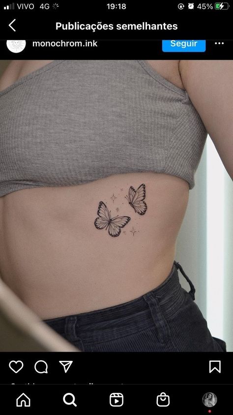 Rib Cage Butterfly Tattoo, Butterfly Tattoo Rib Cage, Butterfly Tattoo Stomach, Butterfly Tattoo On Stomach, Butterfly Rib Tattoo, Butterflies Tattoo, Butterfly Tattoos On Arm, Small Girly Tattoos, Ribcage Tattoo