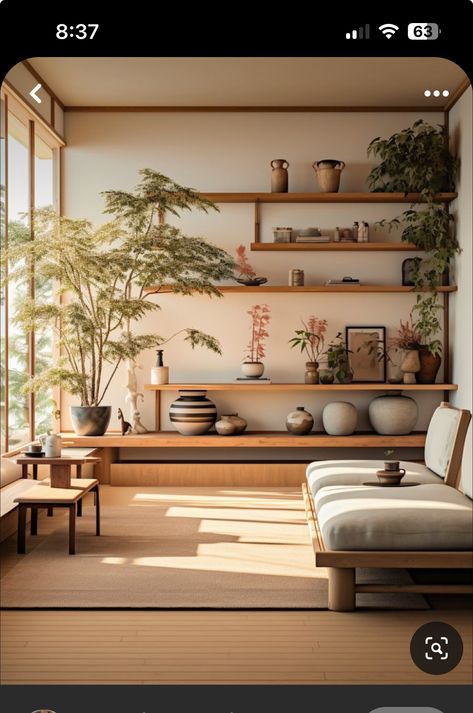 Minimal Boho Interior, Japandi Interior Plants, Japan Salon Design, Japanese Design Interior, Japan Interior Design Modern, Japanese Interior Design Bedroom, Minimal House Interior, Japanese Minimalism Interior, Japandi Plants