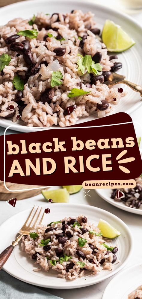 You're going to love this black beans and rice recipe! Cooked in just one pot, this rice and beans is such an easy side dish for dinner. Perfect if you're having Mexican food tonight! Save this pin! Black Bean Side Dish Simple, Leftover Beans And Rice, White Rice And Black Beans Recipes, Spanish Rice With Black Beans, Simple Beans And Rice, Black Beans With Rice, Brazilian Rice And Beans Recipe, Easy Beans And Rice Recipes, Best Black Beans And Rice Recipe