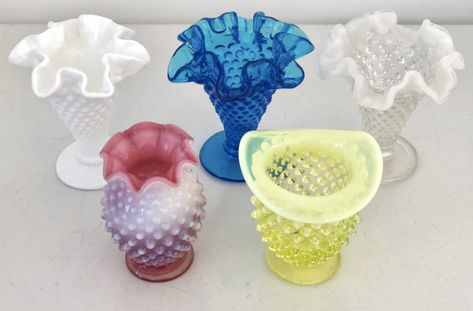 Fenton Hobnail Glass Guide – Antique Answers Hobnail Glassware, Unique Glassware, Blue Carnival Glass, Hobnail Vase, Make A Lamp, Fenton Glassware, Fenton Hobnail, Signature Styles, Westmoreland Glass