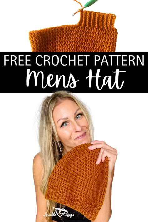 Free and easy men's hat crochet pattern; classic beanie with ribbed brim; features basic stitches and options for a slouchy fit; perfect for winter and large sizes. Crochet Hat And Scarf Set Pattern Free For Men, Crochet Beanie Men, Mens Hat Crochet Pattern, Mens Crochet Hat Pattern, Mens Hat Crochet, Crochet Slouchy Hat Free Pattern, Crochet Mens Hat Pattern, Easy Crochet Beginner, Crochet Basic Stitches