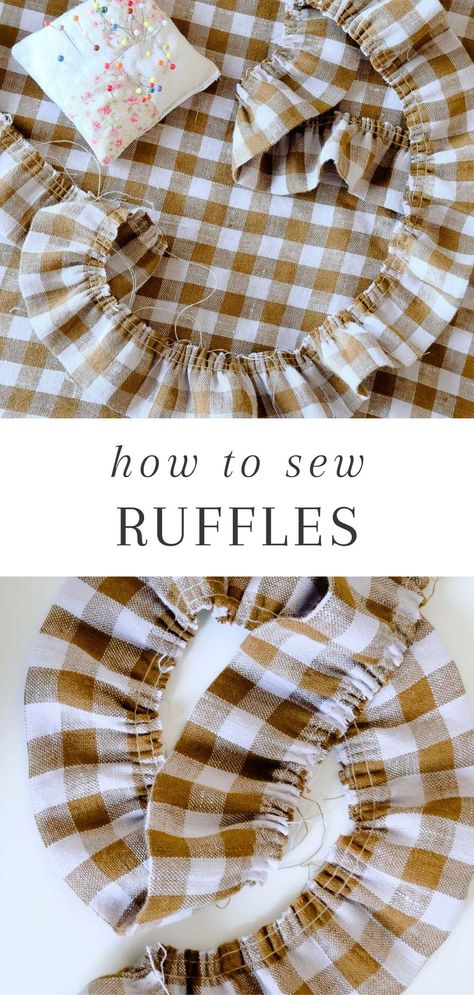 Knowing how to gather stitch material is a fabulous skill to learn if you want to make ruffles for garments or home sewing projects. Ruffles are a playful and relaxed detail to add to your sewing projects that are simple, and fun to sew! Making Ruffles Sewing Machines, How To Ruffle Fabric, How To Add Ruffles To A Dress, How To Sew Ruffles On A Dress, Ruffles Tutorial, Sewing Ruffles Tutorial, How To Sew Pleats, Ribbon Ruffles Diy, Adding Ruffles To A Dress