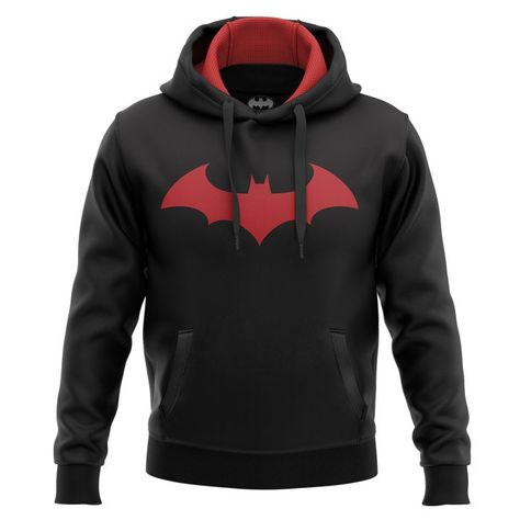 Batman Red Logo - Batman Official Hoodie Batman Clothes, Drake Sweatshirt, Batman Hoodie, Logo Batman, Custom Batman, Batman Merchandise, Hood Men, Men's Outfits By Pattern, Nerd Outfits