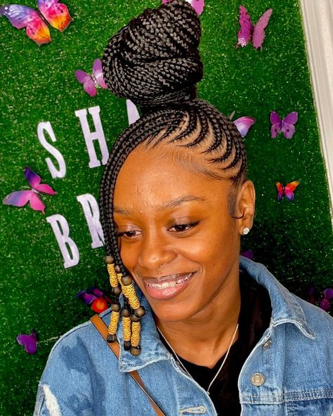 Small Braided Ponytail Hairstyles, Small Braided Ponytail, Feedin Braids Ponytail, Feed In Ponytail, Cornrows Braids For Black Women, Short Box Braids Hairstyles, Bye Felicia, Feed In Braids Hairstyles, Hair Diy