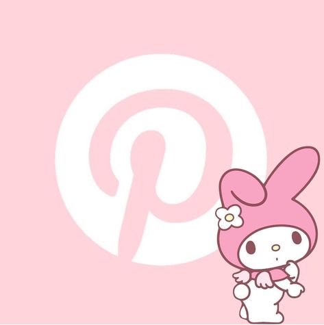 My Melody Pinterest Icon, Kawaii Pinterest Icon, Cute Pintrest Icon, App Icon My Melody, Pinterest Icon Pink, My Melody App Icons, Sanrio App Icons, Apps Kawaii, Pinterest App Icon