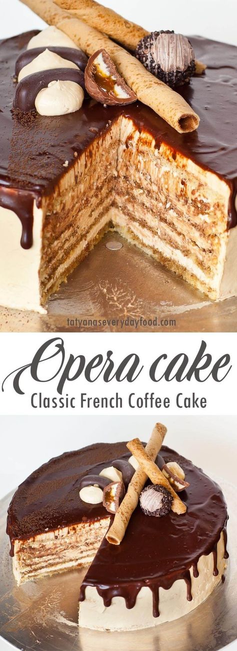 Easy Opera Cake Recipe (video) - Tatyanas Everyday Food Opera Cake Recipe, Almond Sponge Cake, European Cakes, French Buttercream, Bake Off Recipes, Opera Cake, Great British Baking Show, French Cake, British Baking Show