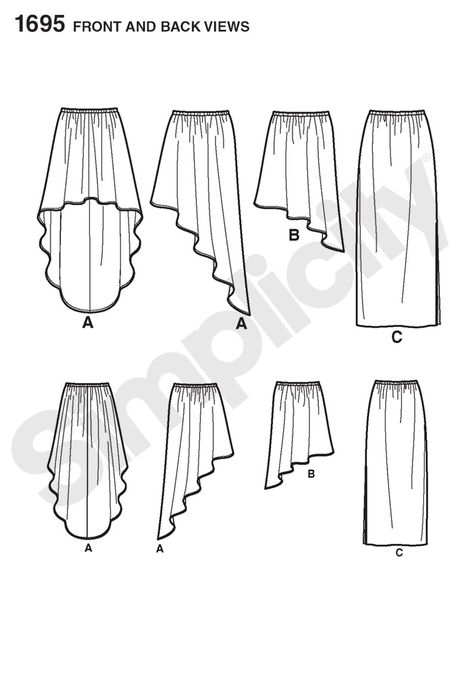 High Low Hem Sewing Pattern | images simplicity High Low Skirt Sewing Pattern, How To Make A High Low Skirt, High Low Skirt Drawing, Hi Low Skirt Pattern, Sewing Skirts For Beginners, High Low Skirt Pattern, High Low Skirt Outfit, Skirt Pattern Easy, Hi Low Skirt