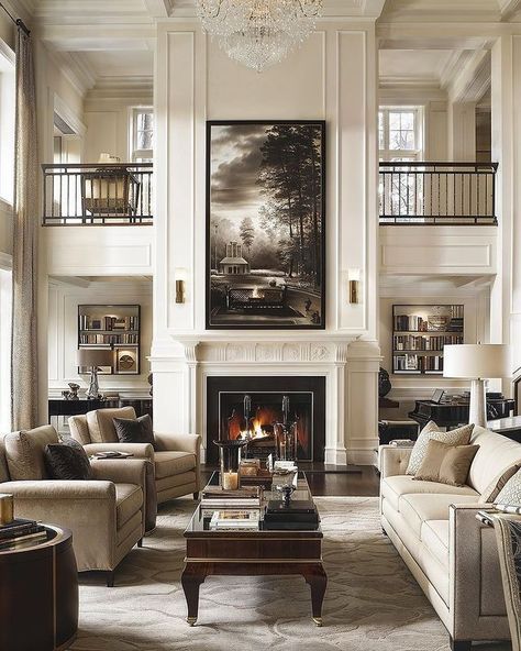 REAL ESTATE ⭐️🔑🌎 | A mansion design in the style of Ralph Lauren 🐎 Thank you for following @InspiringProperties🙏 Credit: @aiforarchitects _... | Instagram Ralph Lauren Living Room, Ralph Lauren Interior Design, Ralph Lauren Home Living Room, Ralph Lauren Interiors, Ralph Lauren Bedroom, Neoclassical Interior Design, Neoclassical Interior, Mansion Designs, A Mansion