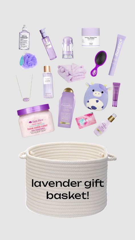 Lavender Gift Basket, Lavender Basket, Xmas Gift Guide, Big Little Basket, Lavender Sugar Scrub, Birthday Basket, Lavender Gifts, Cute Gifts For Friends, Gift Bouquet