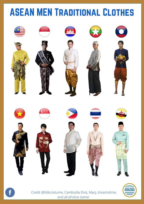 Traditional Costumes Of The World, Traditional Clothing Around The World, Philippines Outfit, 14th Century Clothing, Traditional Asian Clothing, Thailand Outfit, History Infographic, Costumes Around The World, National Clothes