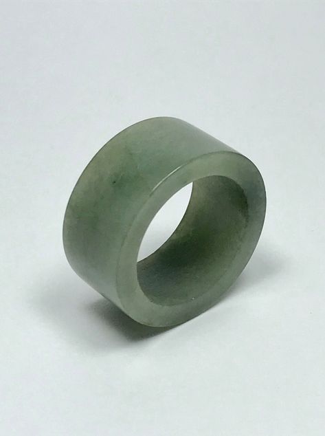 Excited to share this item from my #etsy shop: Jadeite Ring Thumb Ring/Pendant (US Size 9 1/4) Natural Grade A Jade Translucent Icy Cloudy Green (Moss In Snow) Jadeite Ring, Jade Band Jadeite Ring, Jade Bangle, Thumb Ring, Ring Ideas, Jade Ring, Ring Pendant, Natural Jade, Thumb Rings, Men's Rings