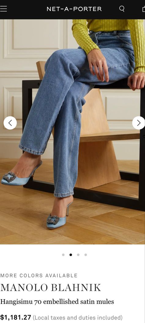 Manolo Blahnik Mules Outfit, Blue Heels Outfit, Manolo Blahnik Outfit, Blue Shoes Outfit, Manolo Blahnik Mules, Light Blue Heels, Mules Outfit, Light Blue Shoes, Manolo Blahnik Hangisi