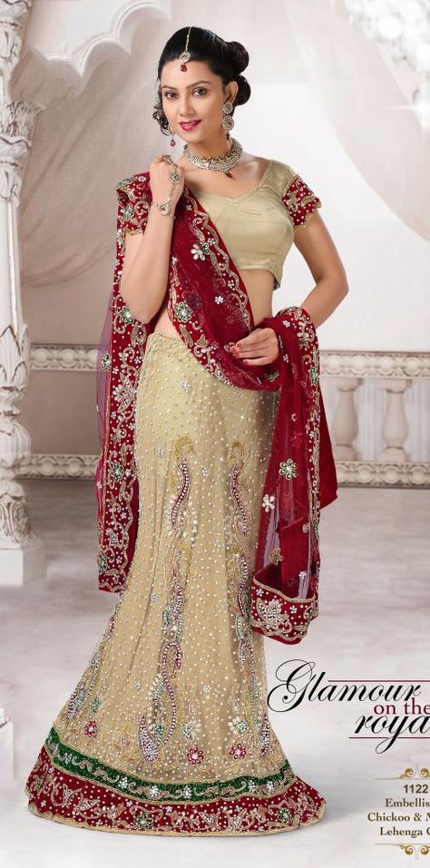 Beige gold and maroon lehenga. Color ideas to go with my old dress. Maroon Lehenga, Net Lehenga Choli, Lehenga Style Saree, Net Dress, Net Lehenga, Embroidered Lehenga, Designer Sarees Online, Bridal Lehenga Choli, Tussar Silk Saree