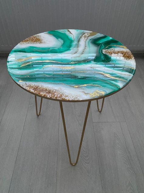 Resin Side Table, Resin Coffee Table, Islamic Art Canvas, Cozy Room Decor, Hairpin Legs, Luxury Art, Resin Table, Art Table, Coffee Table Design