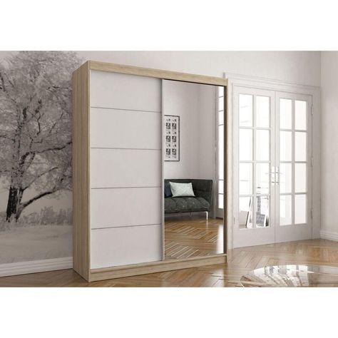 Sliding Wardrobe Design, Sliding Door Wardrobe, Mirrored Door, Modern Sliding Doors, Wood Wardrobe, Wardrobe Interior Design, Contemporary Traditional, Wardrobe Design Bedroom, Mirrored Wardrobe