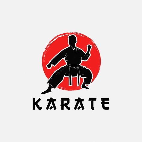 Karate Logo Design, Health Widget, Karate Background, Martial Arts Logo, Karate Logo, Martial Arts Clothing, Silhouette Logo, Foreign Words, Clothing Brand Logos