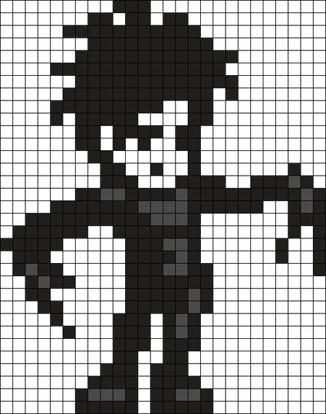 Edward Scissorhands Pixel Art, Edward Scissorhands Drawing Easy, Wednesday Perler Bead Patterns, Tim Burton Perler Beads, Scary Perler Bead Patterns, Beetlejuice Pixel Art, Perler Bead Patterns Emo, Mcr Perler Beads, Emo Perler Beads