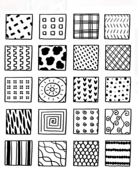 Easy Art Patterns, Fun Patterns To Draw Doodles, Cute Easy Patterns To Draw, Pattern Art Simple, Square Doodles Ideas, Motif Graphisme Simple, Doodle Pattern Ideas, Drawing Ideas Easy Doodles Pattern Simple, Abstract Doodles Simple