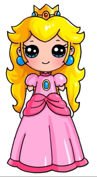 Princess Peach How To Draw Princess Peach, How To Draw Princess Peach Easy, How To Draw Princess Peach Step By Step, Princess Peach Drawing Easy, Princess Easy Drawing, Princess Peach Drawing, Princess Peach Realistic Drawing, Princess Peach And Daisy Drawing, Draw Princess Peach