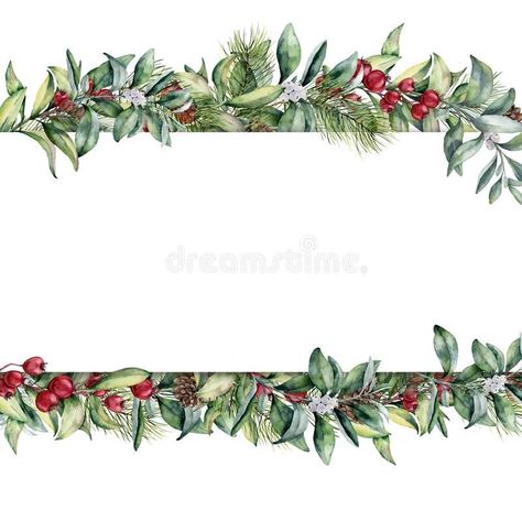 Berries Garland, Christmas Journals, Holiday Clip Art, Christmas Paper Craft, Gift Tag Ideas, Crafts Winter, Illustration Clip Art, Floral Banners, Christmas Tree Branches