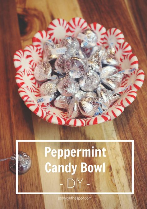 Peppermint Candy Bowl DIY - Jenny On the Spot Peppermint Candy Tray, Peppermint Candy Crafts, Peppermint Candy Bowl, Candy Dish Diy, Peppermint Candy Ornaments, Peppermint Ornament, Candy Cane Crafts, Gingerbread Party, Gag Gifts Christmas