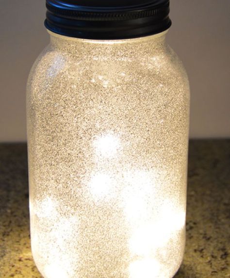 Jars With Lights Inside, Big Jars, Mason Jar Night Light, Fairy Lights In A Jar, String Lighting, Diy Outdoor Lighting, Glitter Mason Jars, Star Night Light, Light Up The Night