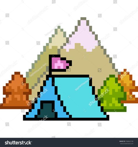 vector pixel art camp tent isolated #Ad , #spon, #art#pixel#vector#isolated Camping Pixel Art, Grille Pixel Art, Camping Dinnerware, Camping Theme Preschool, Image Pixel Art, Square Drawing, Camp Tent, Camping Theme Classroom, Diamond Dots