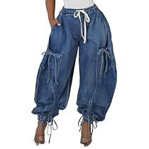 Lady Sings The Blues, Drawstring Jeans, Elastic Waist Jeans, Denim Cargo Pants, Balloon Pants, Trendy Streetwear, Denim Cargo, Stylish Pants, Denim And Lace